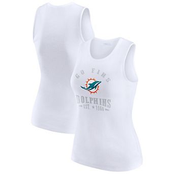 Women's WEAR by Erin Andrews White Miami Dolphins Ribbed Graphic Tank Top