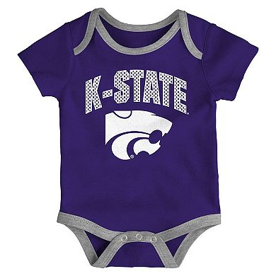 Newborn & Infant Outerstuff Kansas State Wildcats Three-Pack All Day Play Bodysuit Set