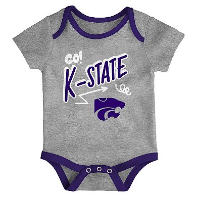 Newborn & Infant Outerstuff Kansas State Wildcats Three-Pack All Day Play Bodysuit Set