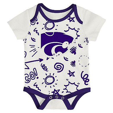 Newborn & Infant Outerstuff Kansas State Wildcats Three-Pack All Day Play Bodysuit Set