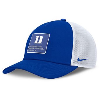 Men's Nike Royal/White Duke Blue Devils 2025 On-Field Rise Engineered Trucker Adjustable Hat