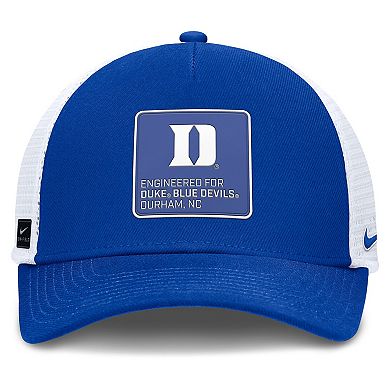 Men's Nike Royal/White Duke Blue Devils 2025 On-Field Rise Engineered Trucker Adjustable Hat