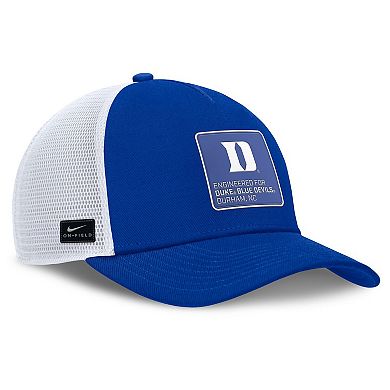 Men's Nike Royal/White Duke Blue Devils 2025 On-Field Rise Engineered Trucker Adjustable Hat