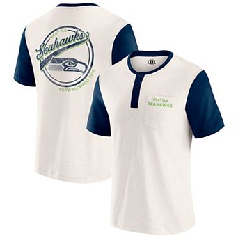 Men's Darius Rucker Collection by Fanatics Cream Seattle Seahawks Henley Colorblock Slub Pocket T-Shirt