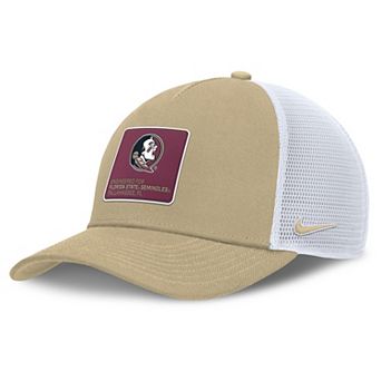 Men's Nike Gold/White Florida State Seminoles 2025 On-Field Rise Engineered Trucker Adjustable Hat