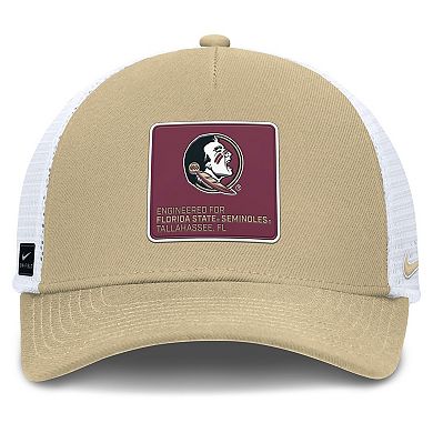 Men's Nike Gold/White Florida State Seminoles 2025 On-Field Rise Engineered Trucker Adjustable Hat