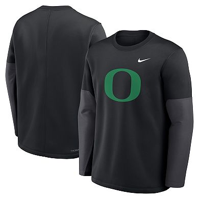 Men's Nike Black Oregon Ducks 2025 Sideline Coach Therma-FIT Long Sleeve T-Shirt