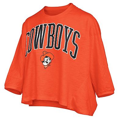 Women's Pressbox Orange Oklahoma State Cowboys Midi Arch Over Logo Oversized T-Shirt
