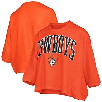 Women's Pressbox Orange Oklahoma State Cowboys Midi Arch Over Logo Oversized T-Shirt