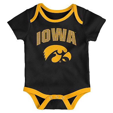 Newborn & Infant Outerstuff Iowa Hawkeyes Three-Pack All Day Play Bodysuit Set