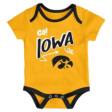 Newborn & Infant Outerstuff Iowa Hawkeyes Three-Pack All Day Play Bodysuit Set
