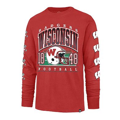 Men's '47 Red Wisconsin Badgers Go Big Long Sleeve T-Shirt