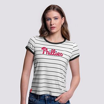 Women's Lusso White Philadelphia Phillies Natasha Striped T-Shirt