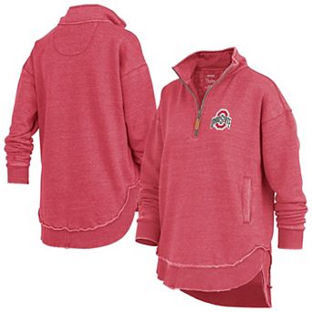 Women's Pressbox Scarlet Ohio State Buckeyes Northfork Sojourn Poncho Quarter-Zip Sweatshirt