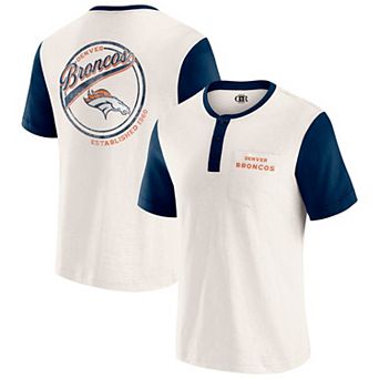Men's Darius Rucker Collection by Fanatics Cream Denver Broncos Henley Colorblock Slub Pocket T-Shirt