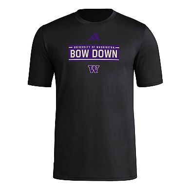 Men's adidas Black Washington Huskies Locker Slogan Pre-Game T-Shirt