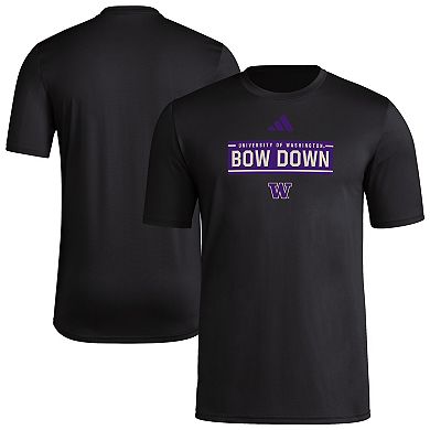 Men's adidas Black Washington Huskies Locker Slogan Pre-Game T-Shirt