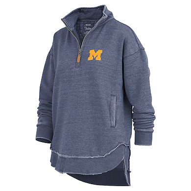 Women's Pressbox Navy Michigan Wolverines Northfork Sojourn Poncho Quarter-Zip Sweatshirt