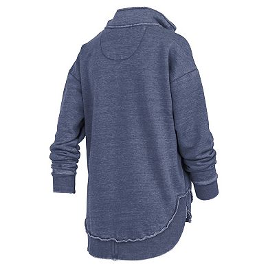 Women's Pressbox Navy Michigan Wolverines Northfork Sojourn Poncho Quarter-Zip Sweatshirt