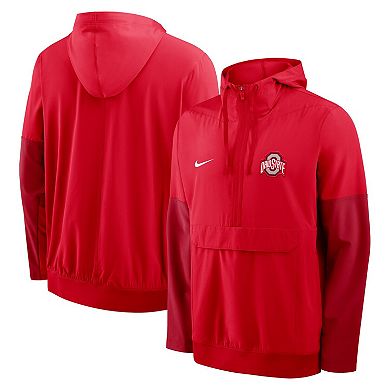Men's Nike Scarlet Ohio State Buckeyes Anorak Half-Zip Hoodie Jacket