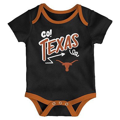 Newborn & Infant Outerstuff Texas Longhorns Three-Pack All Day Play Bodysuit Set