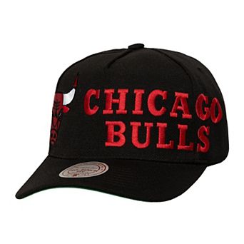 Men's Mitchell & Ness Black Chicago Bulls Busted Logo Wordmark Wrap-Around Pro Pinch Adjustable Hat