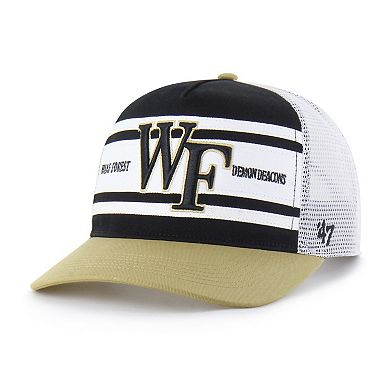 Youth '47 Black/Gold Wake Forest Demon Deacons Super Stripe Hitch Adjustable Trucker Hat