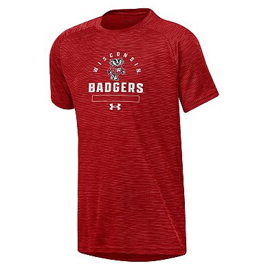 Youth Under Armour Heather Red Wisconsin Badgers Ultra Soft Rye Tech Performance T-Shirt