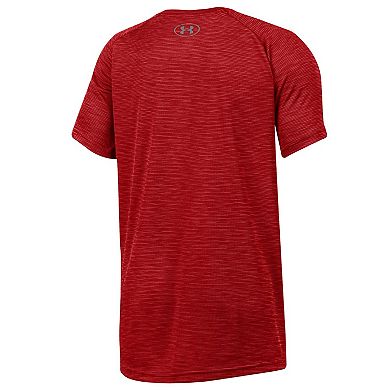 Youth Under Armour Heather Red Wisconsin Badgers Ultra Soft Rye Tech Performance T-Shirt