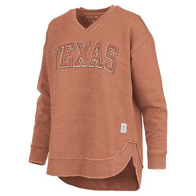 Women's Pressbox Texas Orange Texas Longhorns Westin Poncho V-Neck Pullover Sweatshirt
