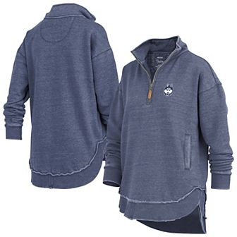 Women's Pressbox Navy UConn Huskies Northfork Sojourn Poncho Quarter-Zip Sweatshirt