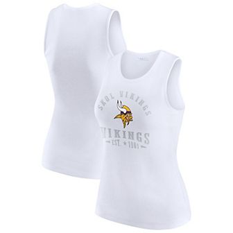 Women's WEAR by Erin Andrews White Minnesota Vikings Ribbed Graphic Tank Top