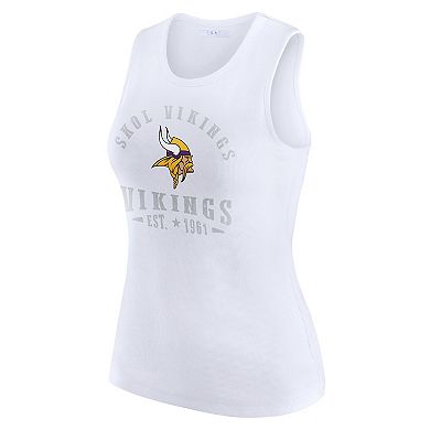 Women's WEAR by Erin Andrews White Minnesota Vikings Ribbed Graphic Tank Top