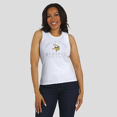 Women's WEAR by Erin Andrews White Minnesota Vikings Ribbed Graphic Tank Top