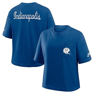 Women's Nike Royal Indianapolis Colts Rewind Pocket Boxy T-Shirt