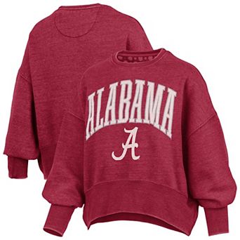 Women's Pressbox Crimson Alabama Crimson Tide Oversized Waist-Length Crewneck Sweatshirt
