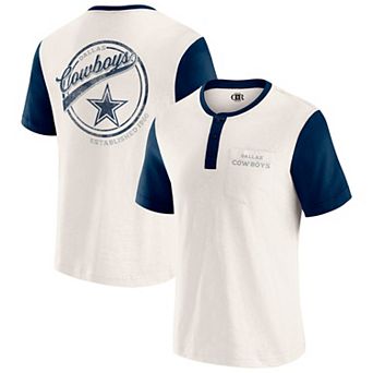Men's Darius Rucker Collection by Fanatics Cream Dallas Cowboys Henley Colorblock Slub Pocket T-Shirt