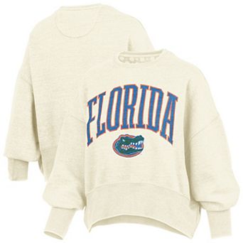 Women's Pressbox Natural Florida Gators Oversized Waist-Length Crewneck Sweatshirt