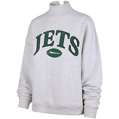 Women's '47 Heather Gray New York Jets Vantage Mock Neck Pullover Sweatshirt