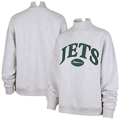 Women's '47 Heather Gray New York Jets Vantage Mock Neck Pullover Sweatshirt