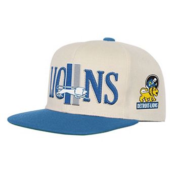 Youth Mitchell & Ness Cream/Blue Detroit Lions Across the Board Vintage Snapback Hat