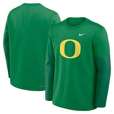 Men's Nike Green Oregon Ducks 2025 Sideline Coach Therma-FIT Long Sleeve T-Shirt