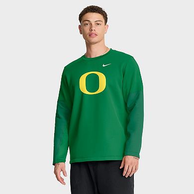 Men's Nike Green Oregon Ducks 2025 Sideline Coach Therma-FIT Long Sleeve T-Shirt