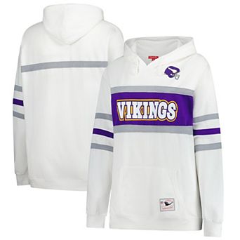 Women's Mitchell & Ness White Minnesota Vikings Plus Size Head Coach Throwback Pullover Hoodie