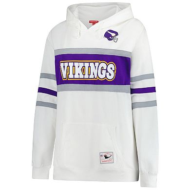 Women's Mitchell & Ness White Minnesota Vikings Plus Size Head Coach Throwback Pullover Hoodie