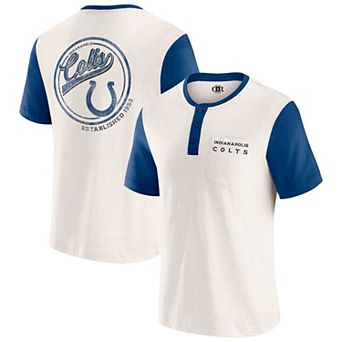 Men's Darius Rucker Collection by Fanatics Cream Indianapolis Colts Henley Colorblock Slub Pocket T-Shirt
