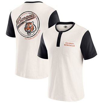 Men's Darius Rucker Collection by Fanatics Cream Cincinnati Bengals Henley Colorblock Slub Pocket T-Shirt