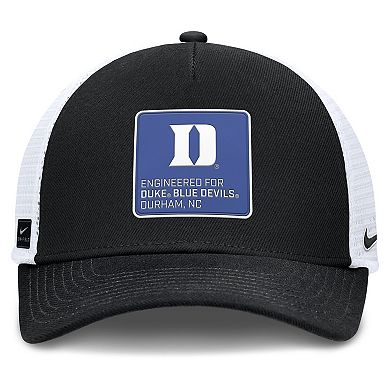 Men's Nike Black/White Duke Blue Devils 2025 On-Field Rise Engineered Trucker Adjustable Hat