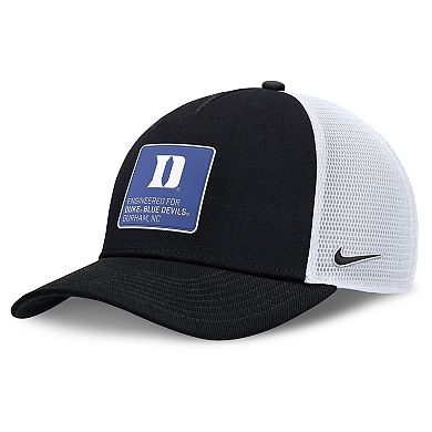 Men's Nike Black/White Duke Blue Devils 2025 On-Field Rise Engineered Trucker Adjustable Hat