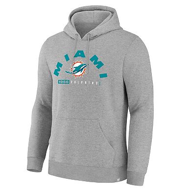 Men's Fanatics Heather Gray Miami Dolphins Delay of Game Legacy Pullover Hoodie